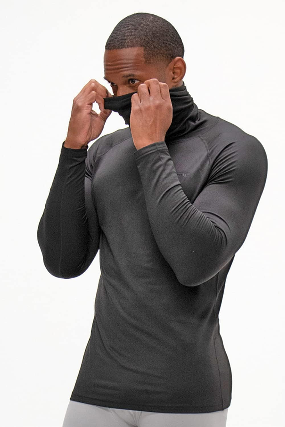 2 Pack Men'S Thermal Turtle Mock Neck Shirts, Compression Long Sleeve Tops and Hoodies