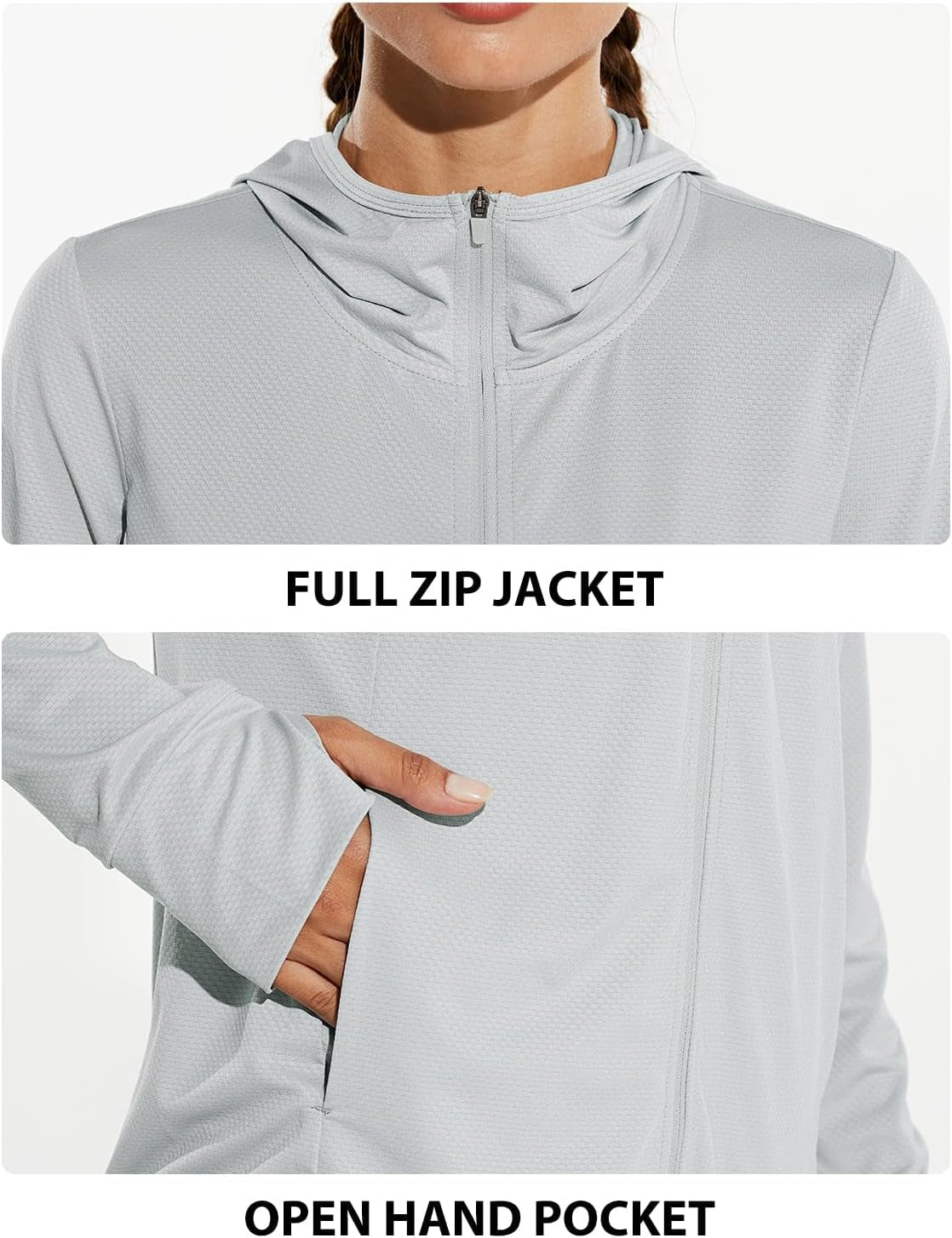 Women'S UPF 50+ Sun Protection Jacket Hooded Cooling Shirt with Pockets Hiking Outdoor Performance