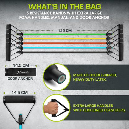 fit Tube Resistance Bands Set 2 - 20 LB with Attached Handles, Door Anchor and Exercise Guide Full-Body Exercises and Home Workouts