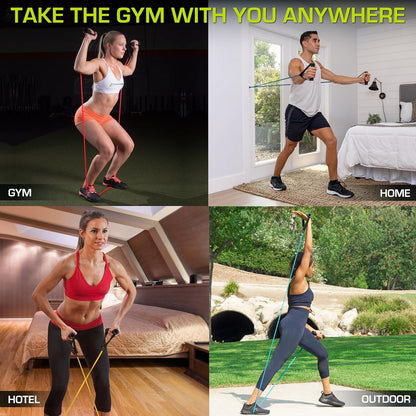 fit Tube Resistance Bands Set 2 - 20 LB with Attached Handles, Door Anchor and Exercise Guide Full-Body Exercises and Home Workouts