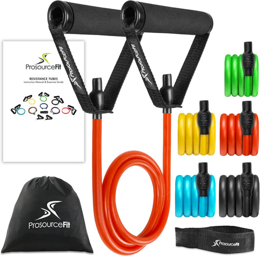 fit Tube Resistance Bands Set 2 - 20 LB with Attached Handles, Door Anchor and Exercise Guide Full-Body Exercises and Home Workouts